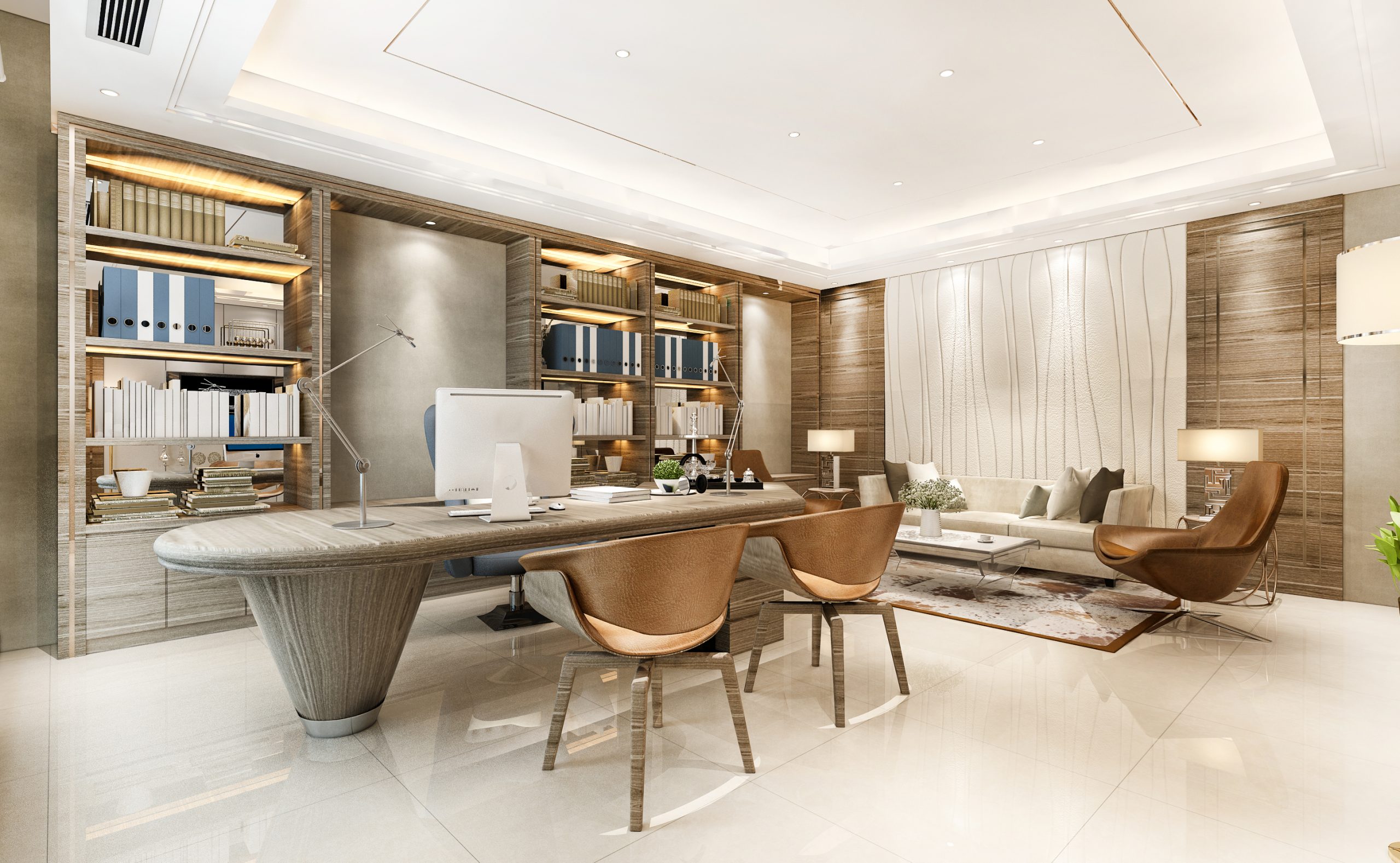 3d rendering luxury business meeting and working room in executive office
